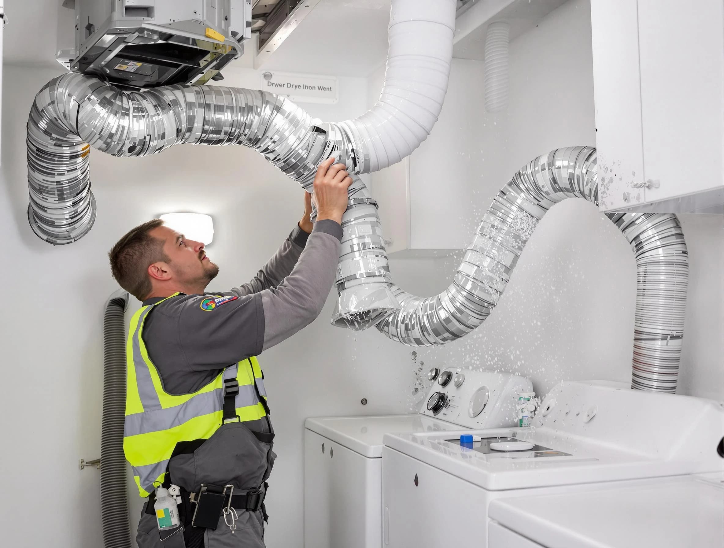 Rio Communities Dryer Vent Cleaning technician performing detailed dryer exhaust vent cleaning at a home in Rio Communities