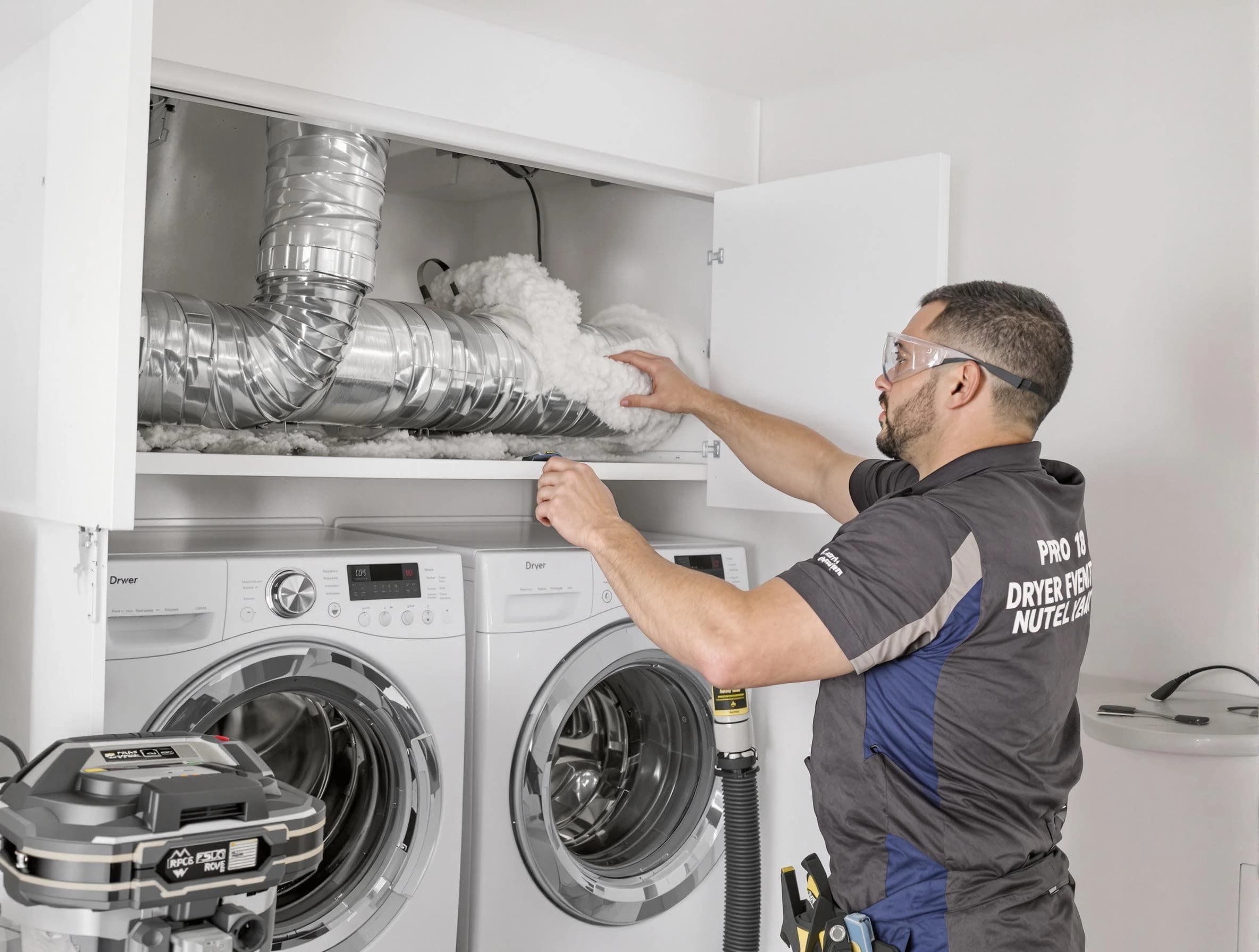 Rio Communities Dryer Vent Cleaning certified technician performing specialized gas dryer vent cleaning in Rio Communities